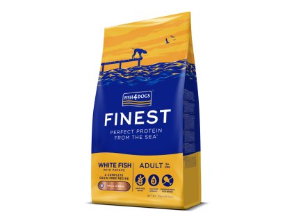 FISH4DOGS Granule malé pre dospelých psov Finest biela ryba so zemiakmi 12kg, 1+