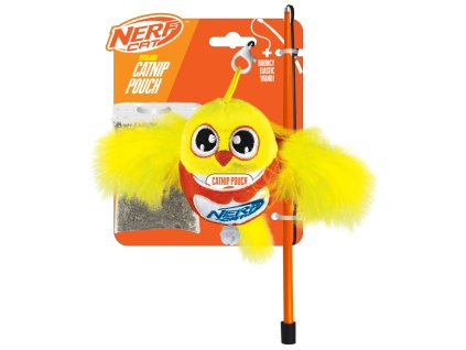 NERF CAT Hračka pre mačky plyšový vtáčik s rolničkou a paličkou 9 cm