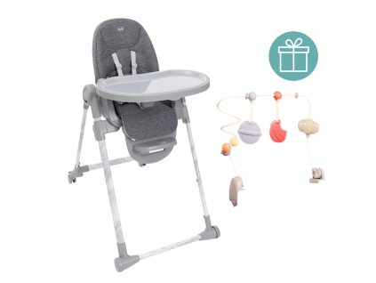 CHICCO Stolička jedálenská Polly Armonia - Carrara + Hrazdička Rainbow