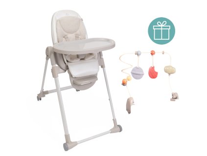 CHICCO Stolička jedálenská Polly Armonia - Mother Pearl + Hrazdička Rainbow