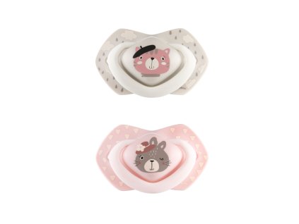 CANPOL BABIES Set symetrických silikónových cumlíkov 18m+ Bonjour Paris ružový
