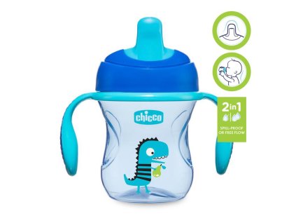 CHICCO Hrnček Training s držadlami 200 ml modrý 6m+