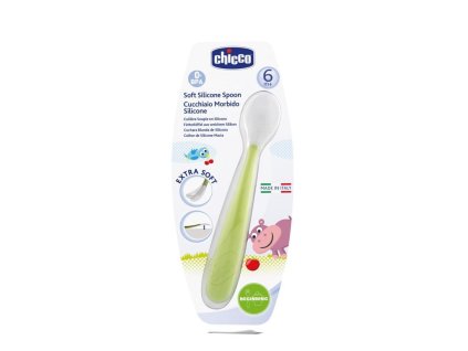 CHICCO Lyžička silikón Soft zelená 6m+