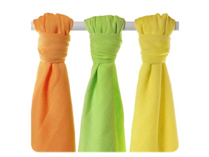 KIKKO Plienky bambusvé Colours 70x70 (3 ks) – lime, lemon, orange