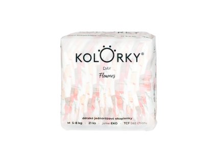 KOLORKY DAY Plienky jednorazové eko, kvety M (5-8 kg) 21 ks