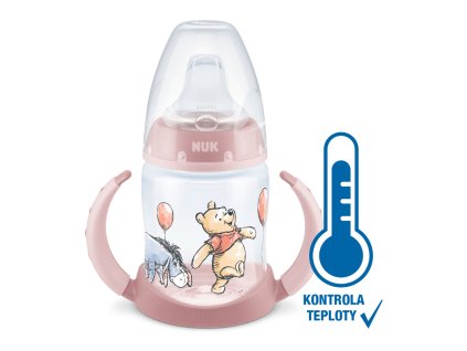 NUK Fľaštička na učenie DISNEY-Medvedík Pú s kontrolou teploty 150 ml ružová