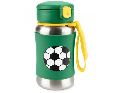 SKIP HOP Spark Style Fľaša so slamkou na vodu nerez Futbal 12m+