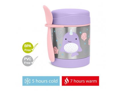 SKIP HOP Zoo Termoska na jedlo s lyžičko/vidličkou Narval 325 ml, 3r+