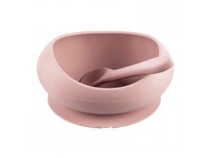 Silikónová miska s vyvýšenými okrajmi a prísavkou, Old Pink