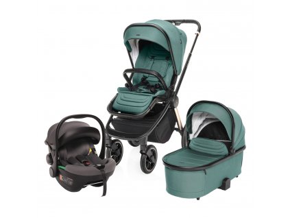 Set kočík Move Cross 3 + hlboká korba Move XL 3 + autosedačka XM podľa vlastného výberu, Antique Green/Gold