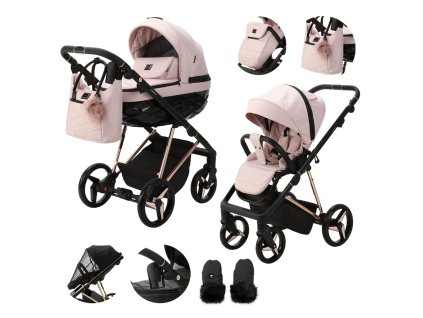 ADAMEX Kočík kombinovaný Quantum Special Edition Pink/Rosegold