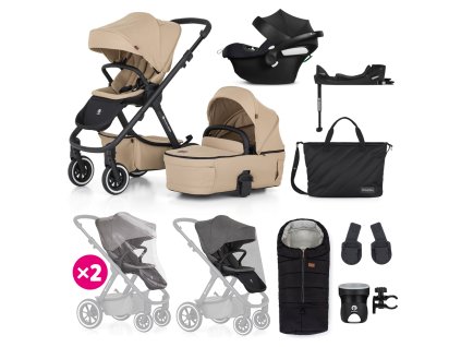 PETITE&MARS SET Kočík 4v1 ICON Mocha Beige XXL AIR + CBX By CYBEX Aton B2 i-Size