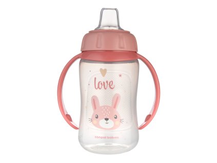 CANPOL BABIES Hrnček tréningový s úchytmi Cute Animals ružový zajko, 320ml
