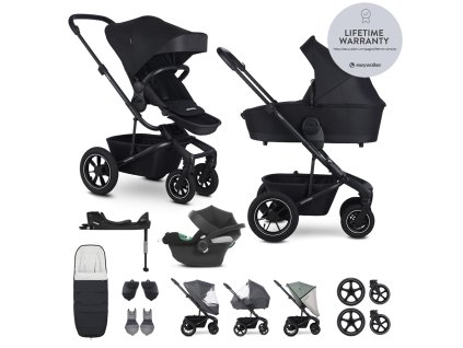EASYWALKER SET Kočík 4v1 Harvey⁵ Midnight Black XXL AIR + CYBEX Aton B2 i-Size + základňa