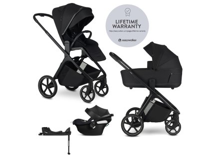 EASYWALKER Kočík kombinovaný Zoey Pure Black + CBX By CYBEX Aton B2 i-Size + základňa