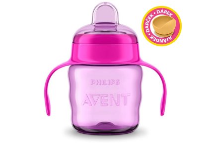 Philips AVENT Hrnček pre prvé dúšky Klasik 200 ml s držadlami dievča+darček PETITE&MARS Miska 6m+
