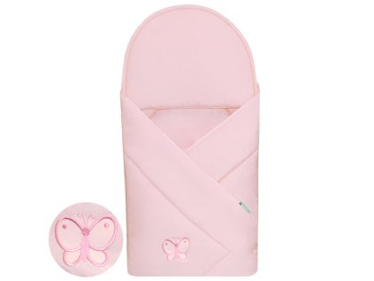 Babyrenka zavinovačka 90x90 Uni pink s výšivkou