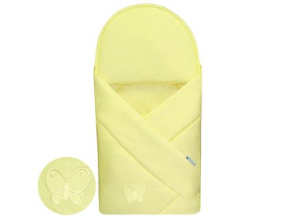 Babyrenka zavinovačka 90x90 Uni yellow s výšivkou