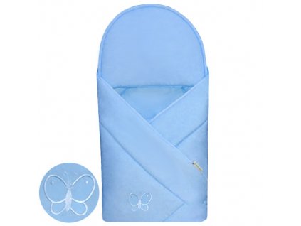 Babyrenka zavinovačka 90x90 Uni sky blue s výšivkou