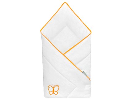 Babyrenka zavinovačka 80x80 Uni bílá výšivka orange