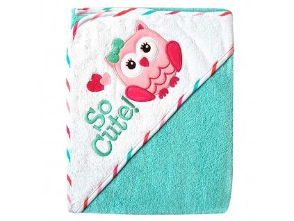 Bobo Baby osuška s kapucí 76x76 cm Sova tyrkys