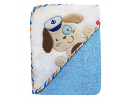Bobo Baby osuška s kapucí 76x76 cm Pes modrý