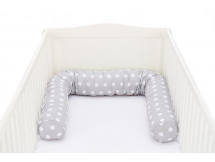 Fillikid Mantinel válec do postýlky Jersey dots grey 190 cm - babystar.cz