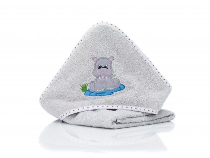 Fillikid Osuška s kapucí hippo grey 75x75 cm - babystar.cz