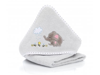 Fillikid Osuška s kapucí elephant grey 75x75 cm - babystar.cz