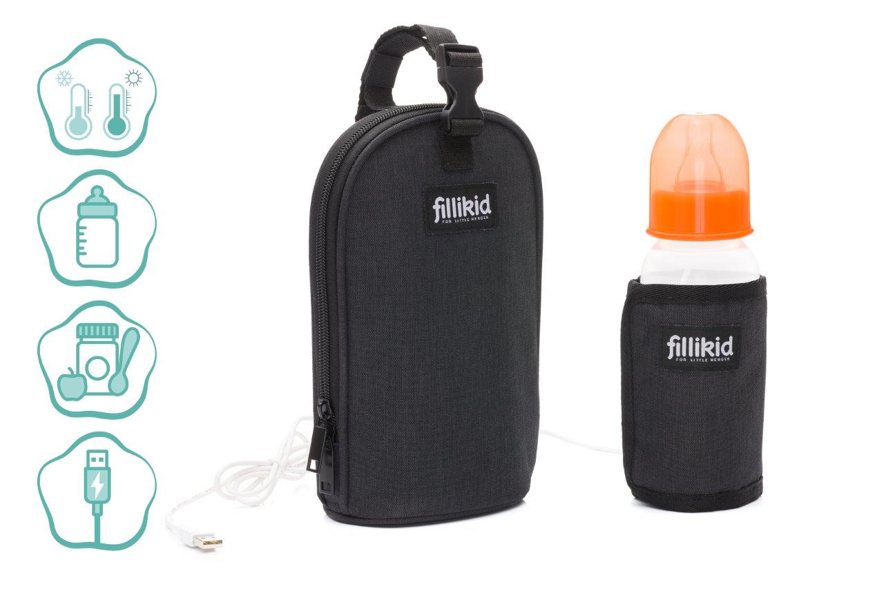 Fillikid Ohřívač lahví black melange USB
