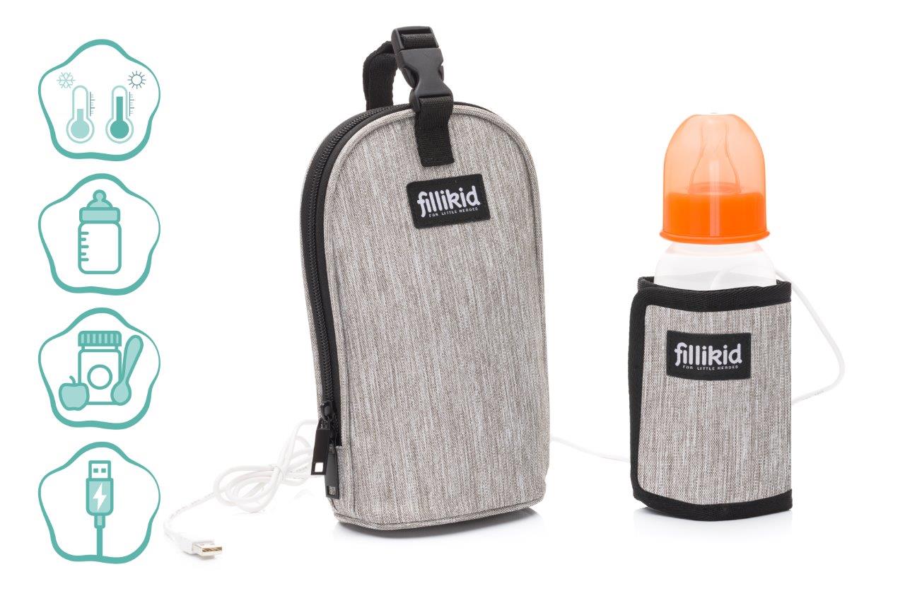 Fillikid  Ohřívač láhví lightgrey melange USB