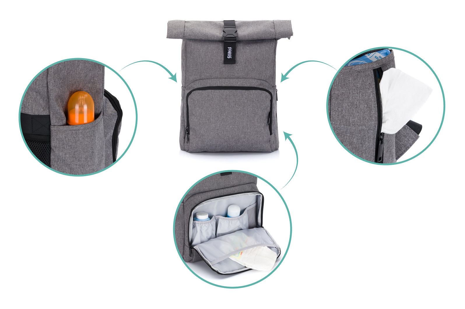 Fillikid Batoh na pleny Tokio grey melange