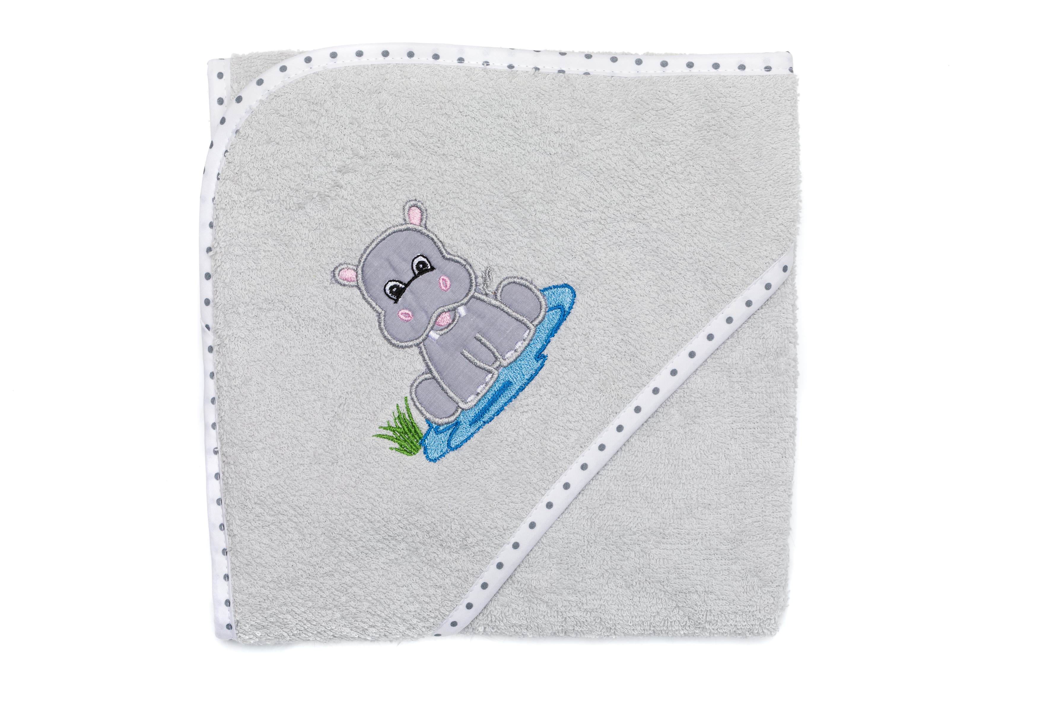 Fillikid Ručník s kapucí hippo grey 75x75 cm