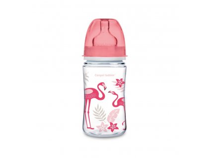 Canpol babies dojčenská antikoliková fľaša široká EasyStart 240 ml 3m+ Džungľa coralová