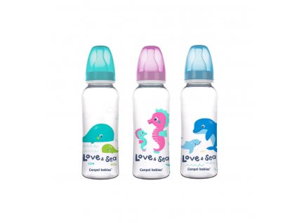 Canpol babies Dojčenská fľaša tvarovaná plast Love&Sea 250 ml 12m+