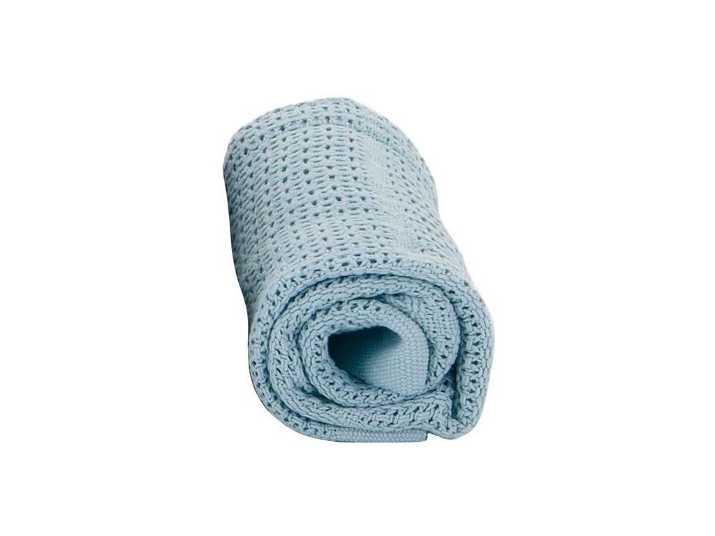 Dětská háčkovaná bavlněná deka Babydan světle modrá