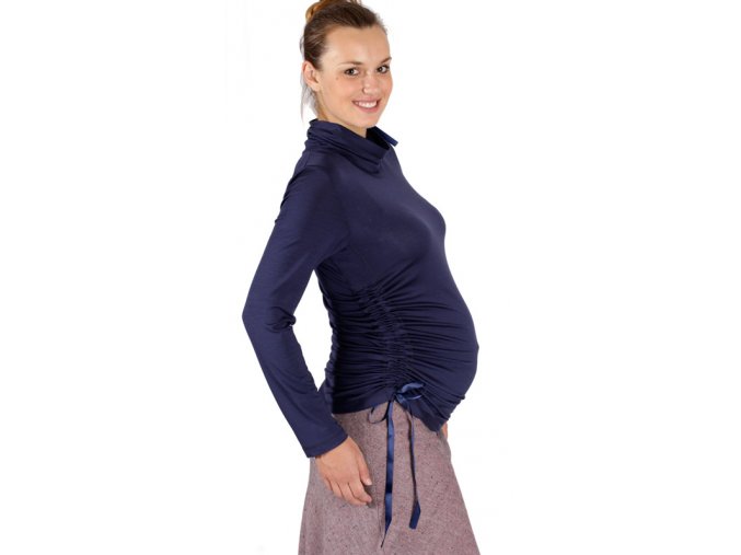 Těhotenské tričko Rialto Rollot modrá 0232 (Dámská velikost 36)