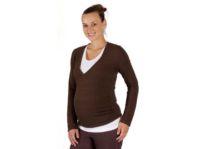 Těhotenské tričko Rialto, svetr Rialto Revin hnědá lurex 0154 (Dámská velikost 36)