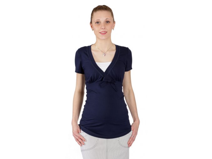 Těhotenské a kojicí tričko Rialto DUN tmavě modrá 0466 (Dámská velikost 34)