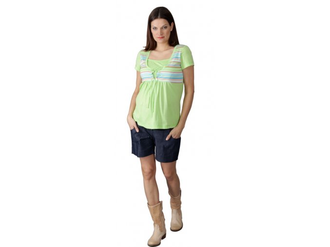 Těhotenské a kojicí tričko Rialto Duvy zelená pruh 0060 (Dámská velikost 42)