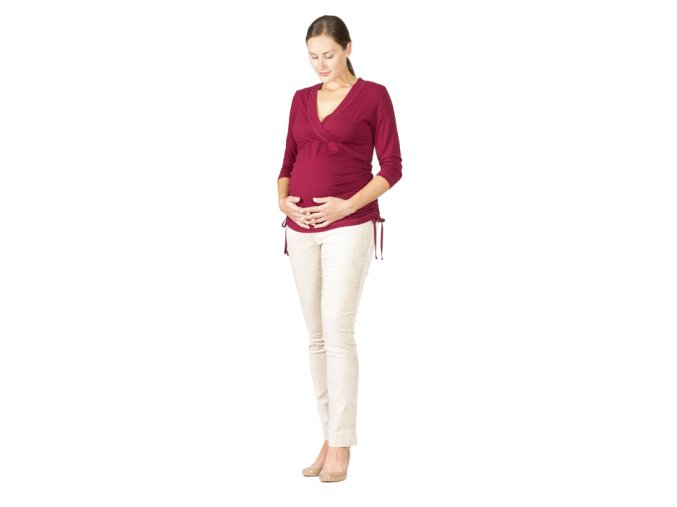 Těhotenské a kojicí tričko Rialto Rully bordó 0520 (Dámská velikost 36)