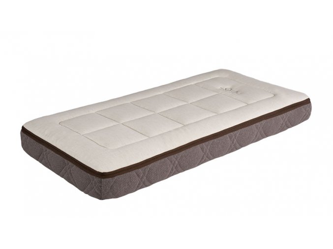 Latexová matrace s bezpečnostním rámem a přírodním potahem do dětské postýlky 120x60 cm, výška 12 cm, my baby mattress MÜU