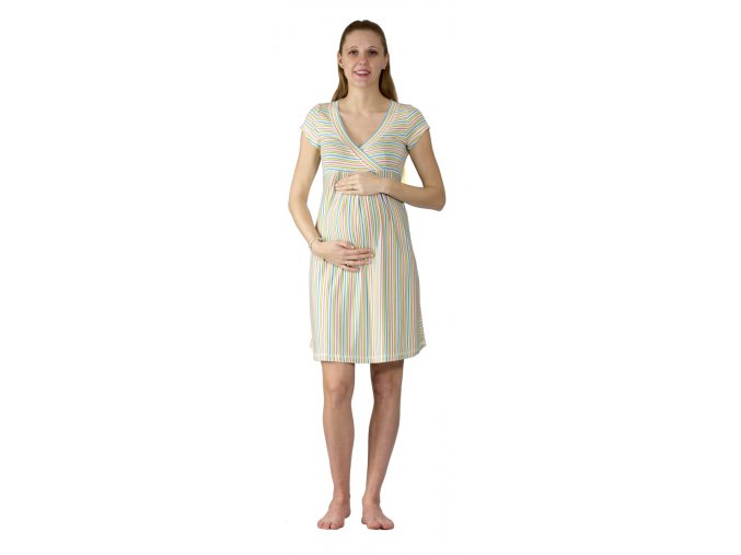 Těhotenská a kojící noční košile Rialto Gochett pruhovaná 0266