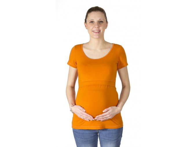 kojící a Těhotenské tričko z modalu Rialto Delies, oranžová 0639 (Dámská velikost 36)
