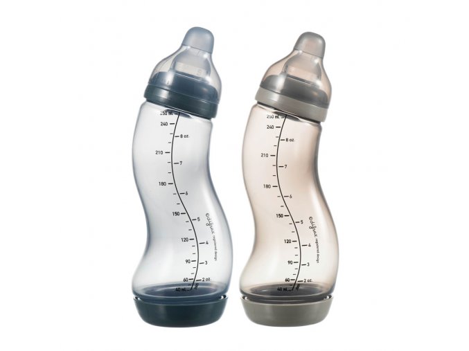 Sada dvou kojeneckých S-lahviček Difrax antikolik, 250ml, modrá a stříbrná 7062b11 250ml