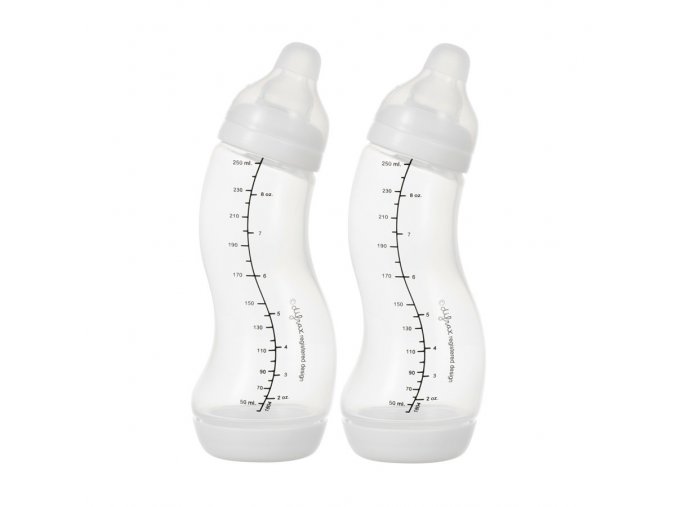 Sada dvou bílých kojeneckých S-lahviček Difrax antikolik, 250ml