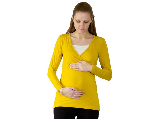 Těhotenské a kojící tričko Rialto Devin, curry 0623