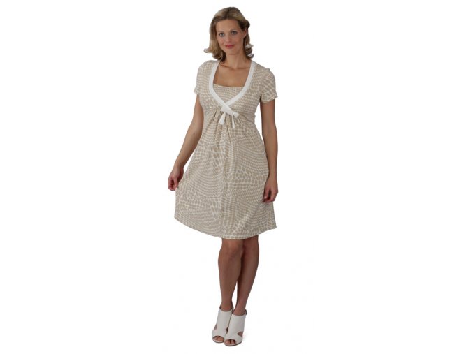 Těhotenské a kojící šaty Rialto Loison – béžová kolečka 7870 (Dámská velikost 36)