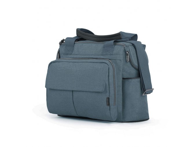 AX91P1VNB Inglesina modrošedá Taška Aptica Dual Bag Vancouver Blue, Komfortní velice prostorná multifunkční a rozebíratelná taška s velkými přihrádkami, Vybavena přebalovací podložkou a odnímatelným prostorným psaníčkem