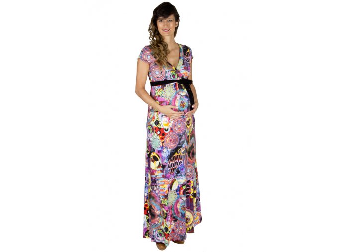 Těhotenské a kojící šaty Rialto Lonchette fialový vzor 0608